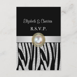 Tarjeta RSVP de impresión de cebra de plata exótic