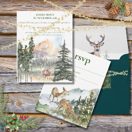 Tarjeta RSVP de Invierno en Evergreen Forest