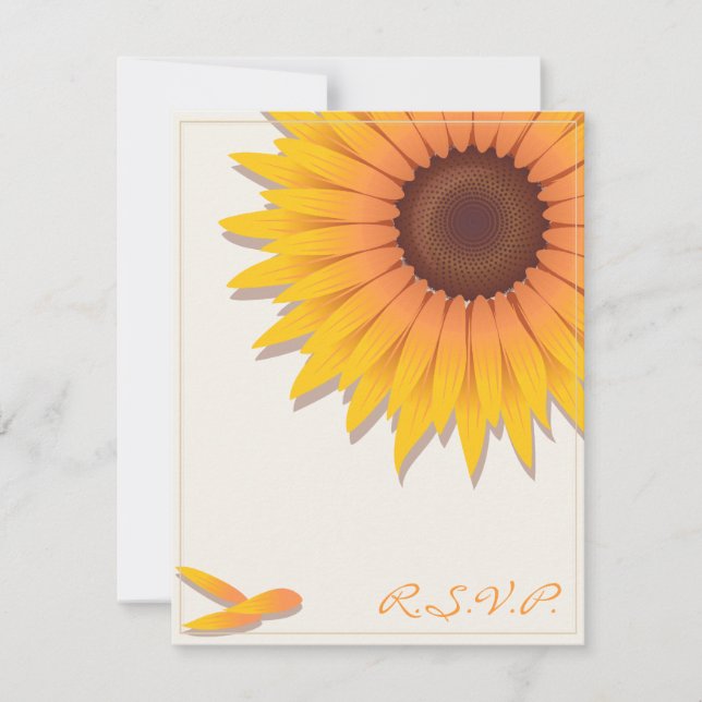 Tarjeta RSVP de invitación a boda de girasol (Anverso)