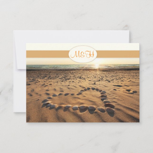 tarjeta RSVP de invitación a boda de playa (Anverso)
