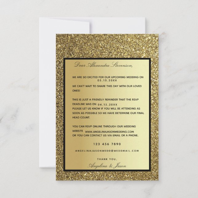Tarjeta RSVP de invitación a boda de recordatorio  (Anverso)