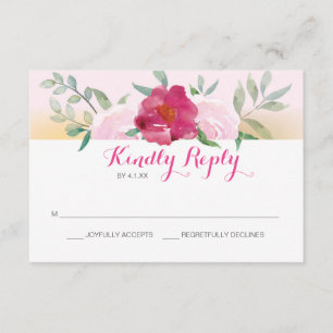 Tarjeta RSVP de Invitación a Boda Floral Rosa