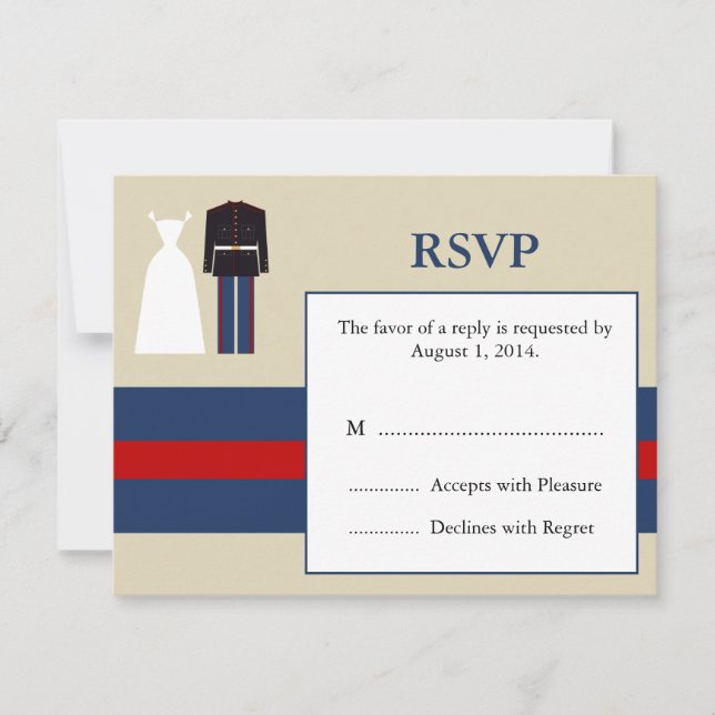 Tarjeta RSVP de invitación a boda marina (Anverso)