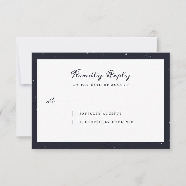 Tarjeta RSVP de invitación a boda nocturna estrell (Anverso)