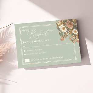 Tarjeta RSVP de Invitación a Boda Ornate Floral