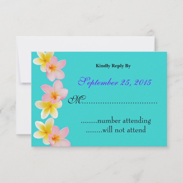Tarjeta RSVP de Invitación a Boda Plumeria (Anverso)