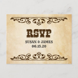 Tarjeta RSVP de Invitación a Boda Temática Occiden