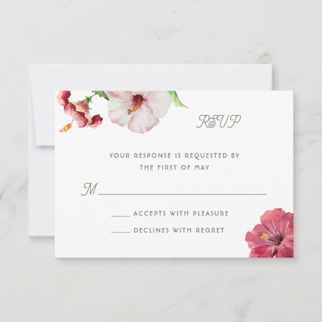 Tarjeta RSVP de invitación a bodas tropicales (Anverso)