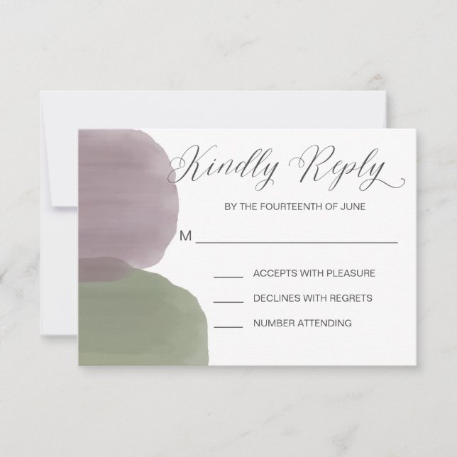Tarjeta RSVP de invitación a la boda acuarela mode (Anverso)