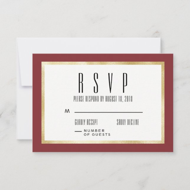 Tarjeta RSVP de Invitación a la Boda Clásica Roja  (Anverso)