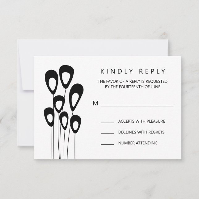Tarjeta RSVP de invitación a la boda de pavo real  (Anverso)