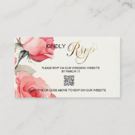 Tarjeta RSVP de Invitación a la boda de rosas rosa