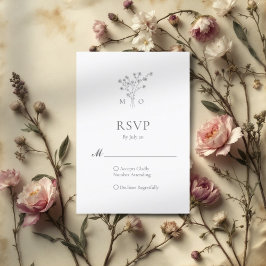 Tarjeta rsvp de invitación a la boda de un ramo si
