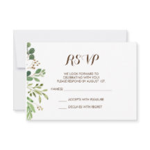 Tarjeta RSVP de invitación a la boda de verde