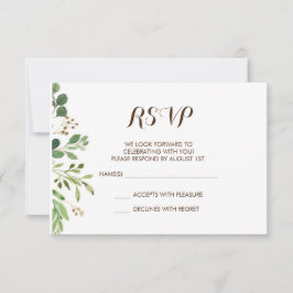 Tarjeta RSVP de invitación a la boda de verde