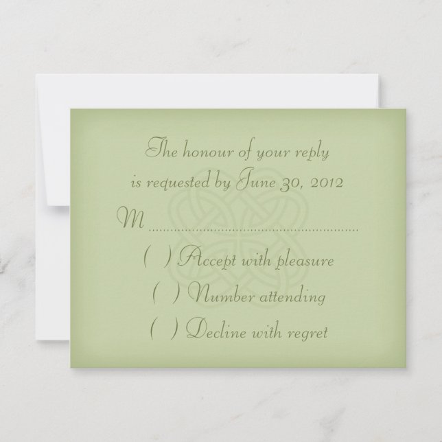 Tarjeta RSVP de invitación a matrimonio de nudos c (Anverso)