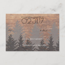 Tarjeta RSVP de invitación a matrimonio de pino rú