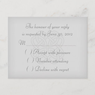 Tarjeta RSVP de invitación a matrimonio grisáceo c