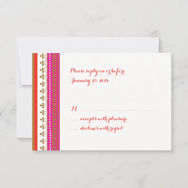 Tarjeta RSVP de invitación con temática marroquí (Anverso)