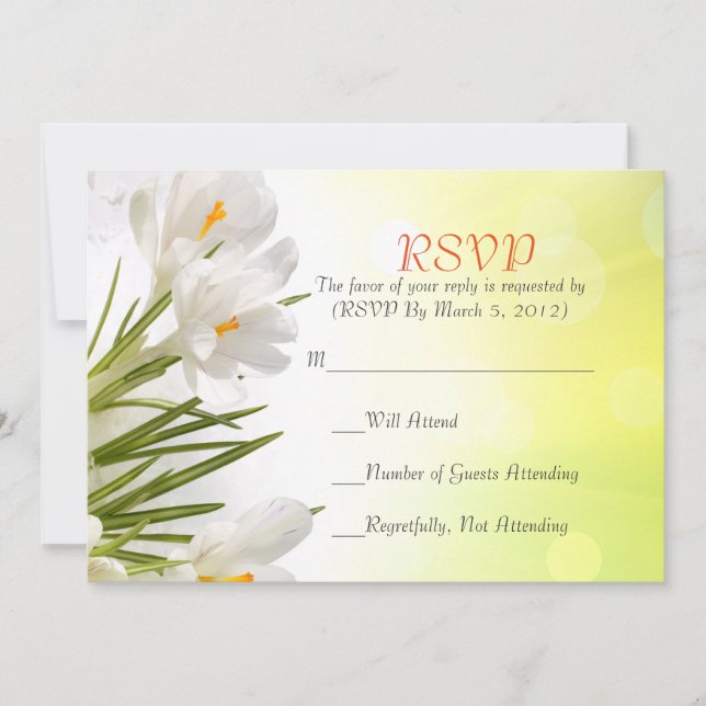 Tarjeta RSVP de Iris blanco de primavera soleado (Anverso)