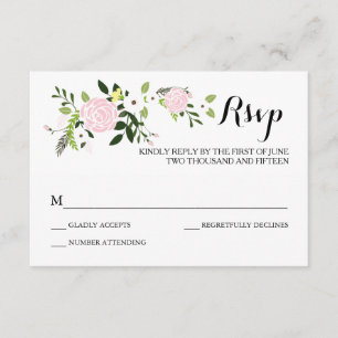 Tarjeta RSVP de jardín floral - blanco