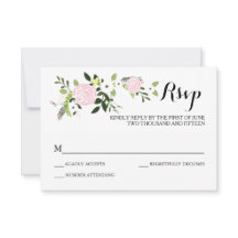 Tarjeta RSVP de jardín floral - blanco