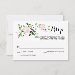 Tarjeta RSVP de jardín floral - blanco
