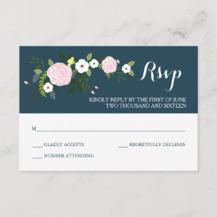 Tarjeta RSVP de jardín floral de la marina