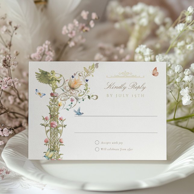 Tarjeta RSVP de jardín mítico para Boda encantado (Subido por el creador)