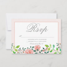 Tarjeta RSVP de Jardín rosa y rosa blanco