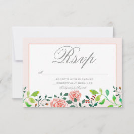 Tarjeta RSVP de Jardín rosa y rosa blanco