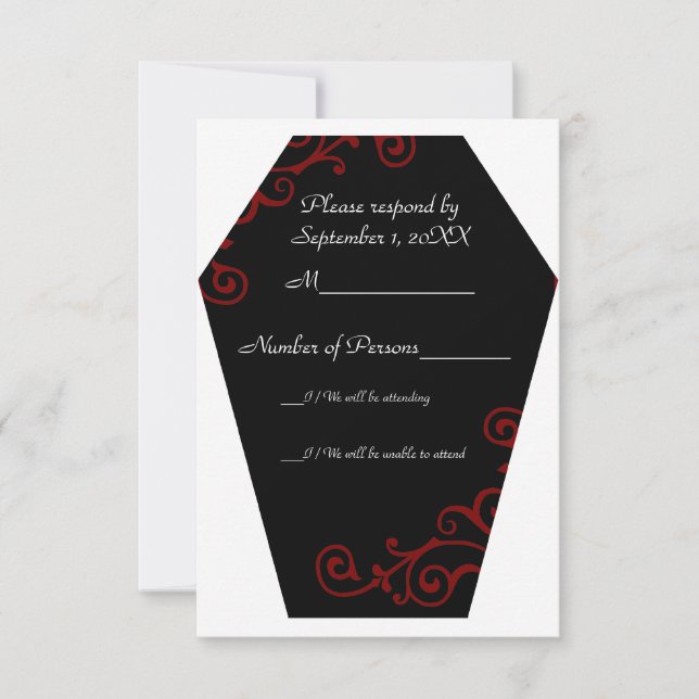 Tarjeta RSVP de Keranda Ebony (rojo) (Anverso)