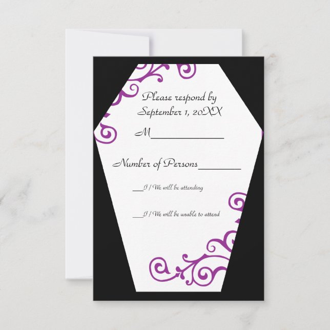 Tarjeta RSVP de Keranda Ivory (púrpura) (Anverso)