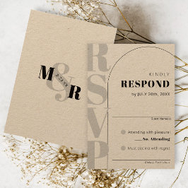 Tarjeta RSVP de Kraft Ampersand Modern Arch Weddin