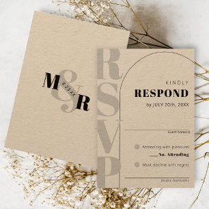 Tarjeta RSVP de Kraft Ampersand Modern Arch Weddin
