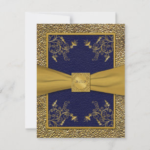 Tarjeta RSVP de la Armada Majestuosa y Oro