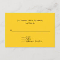 Tarjeta RSVP de la boda amarilla luminosa
