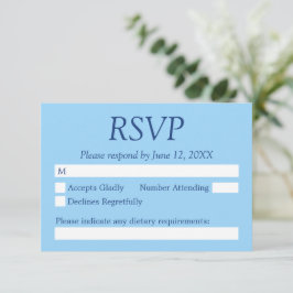 Tarjeta RSVP de la boda azul de Cornflower