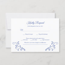 Tarjeta RSVP de la boda azul victoriana
