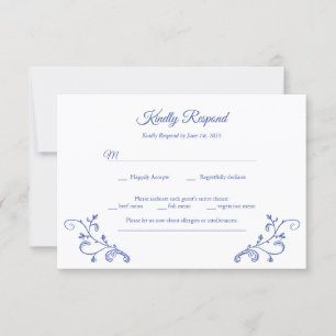Tarjeta RSVP de la boda azul victoriana