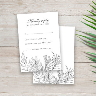 Tarjeta RSVP de la boda blanca de la hoja tropical