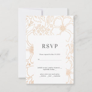 Tarjeta RSVP de la boda blanca de ramas doradas