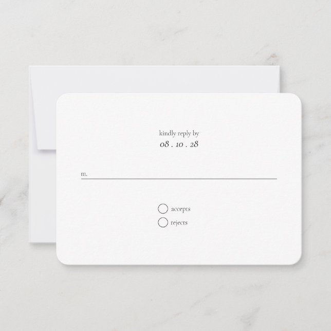 Tarjeta RSVP de la boda blanca y negra ultra Minim (Anverso)