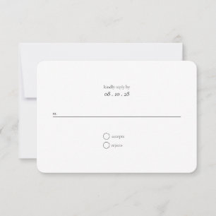 Tarjeta RSVP de la boda blanca y negra ultra Minim