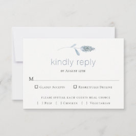 Tarjeta RSVP de la boda botánica azul de pizarra