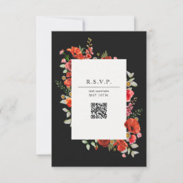Tarjeta RSVP de la boda botánica QR de la amapola 