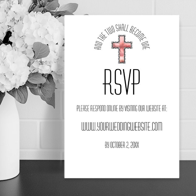 Tarjeta RSVP de la boda cristiana moderna (Modern Minimalist Christian Two Become One Wedding RSVP Card
)
