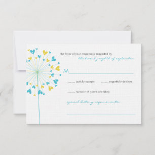 Tarjeta RSVP de la boda de amor de los candeliones