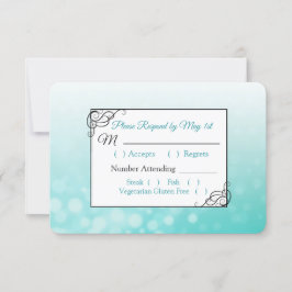 Tarjeta RSVP de la boda de burbujas verde azuladas