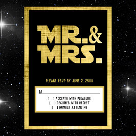 Tarjeta RSVP de la boda de ciencia ficción Mr and 